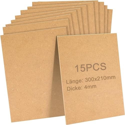 JMIATRY 15 placas A4 de MDF, 300 x 210 x 4 mm, para manualidades, placa de madera para láser, enrutador CNC, modelado, calado