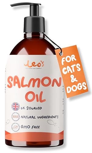 Leo's Salmon Oil for Dogs and Cats | Premium 100% Natural Fish Oil Supplements for Dogs and Cat Owners | Enhances Coat Shine, Joint & Brain Health, Itchy or Dry Skin, and Dandruff Hair Treatment 500ml