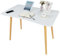 Haloppe Escritorio para ordenador de 39 pulgadas, mesa de oficina en casa con 4 patas de madera maciza, mesa de trabajo que ahorra espacio, color blanco