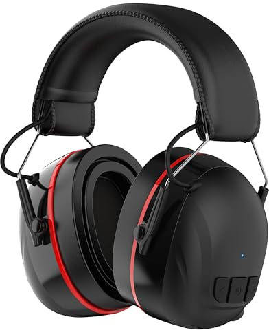 Qozybuds Bluetooth 5.4 Hearing Protection Headphones with 120H Working Time, 30dB SNR, 1200mAh Rechargeable Battery, Noise Reduction Safety Silicone Ear Muffs for Mowing, Woodworking, Landscaping
