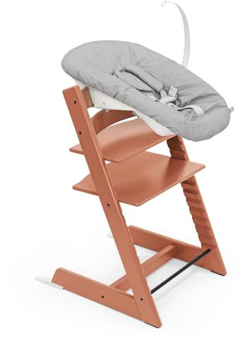 Silla Tripp Trapp de Stokke (Terracotta) con Newborn Set - Para recién nacidos hasta 9 kilos - Acogedor, seguro y fácil de usar