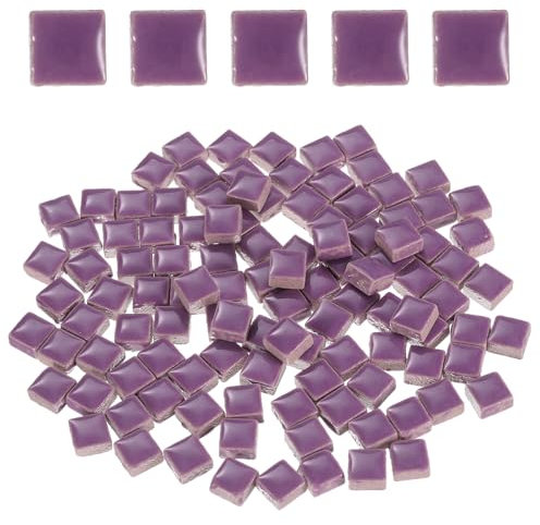 Sourcing Map 205pcs Purple Porcelain Square Mosaic Tiles, DIY Art Crafts, Home Decor (200g, 1x1cm, 0.2 Thick)