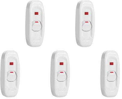 Interruttore con Cavo in Linea, Confezione da 2, AC 10A Controllo Lampada On/off con Indicatore LED Interruttore a Bilanciere per Lampada da Tavolo, Scrivania, Letto, Luci a LED