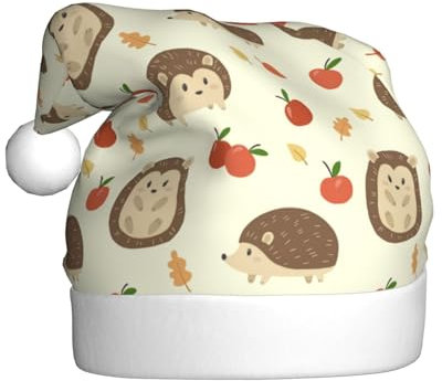 peiyeety Weihnachtsmütze mit süßem Igel-Muster, Weihnachtsmütze für Erwachsene, originelle Weihnachtsmütze für Damen und Herren, Feiertags-Party-Dekoration