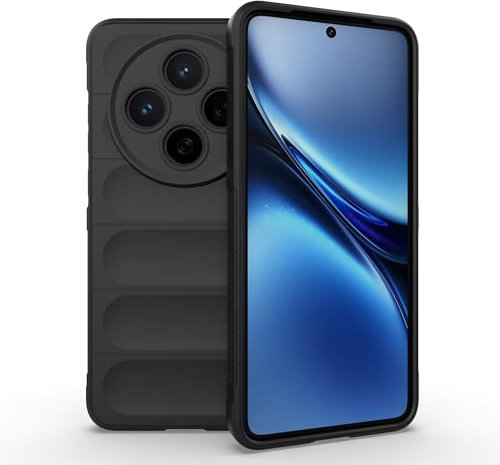 ESHUYI® Liquid Silicone Hülle für vivo X200 mit Antibakteriellem Schutz und Kratzfestes weichem Mikrofaserfutter, Rundumschutz Stoßfeste Handyhülle Case, Schwarz