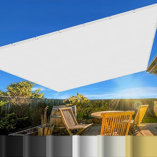 Vela Parasole Rettangolare 4 x 7 m Traspirante Rete Telo Ombra Protezione Solare per Balcone per Esterno, Giardino e Terrazza, Piscina, Bianco