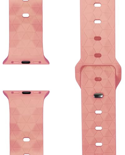 NALIA Hexion Armband kompatibel mit Apple Watch Armband Series SE/iWatch 10 9 8 7 6 5 4 3 2 1, 38/40/41/42mm, Silikon Loop mit Hexagon Design, Sportarmband Steck-Pin-Verschluss, Farbe:Zartrosa