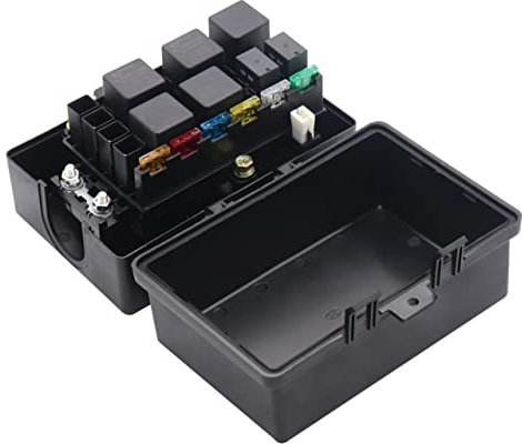 VINTORKY 1ensemble Bloc De Distribution De Batterie Voies Avec Porte-fusibles Et Kit De Relais Pour Véhicules Marins Organisation Fiable Des Circuits Électriques