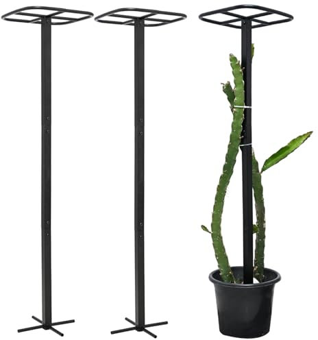 GOOOXIM 2PCS Dragon Fruit Trellis - Metal Plant Support for Climbing Plants in Outdoor Gardens, Easy Assembly, 12'' x 12'' x 50'' Size, Durable & Weatherproof Garden Support System