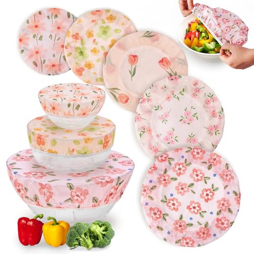 Reusable Beeswax Bowl Covers, Cloth Bowl Cover for Bread Proofing, Elastic Cotton Sourdough Bread Proofing Covers Food Storage Containers Lids for Fruits Salad