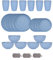 Set di Posate in Plastica da 24 Pezzi Per 6 Persone Ciotole Piatti e Bicchieri Infrangibili Posate da Picnic Colorate e Riutilizzabili Adatto al Microonde e Alla Lavastoviglie (Blu chiaro)