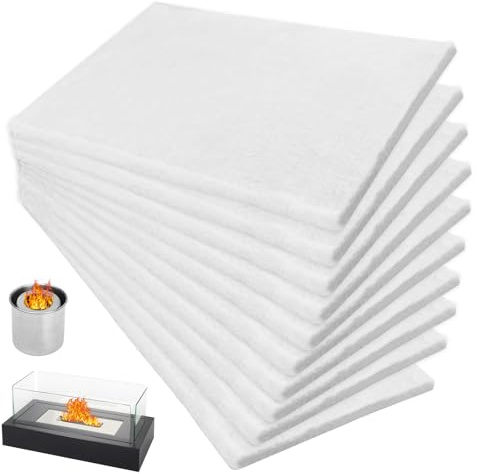 10 Stück Keramikwolle Bioethanol Kamin 30 x 20cm Keramische Faser Keramikschwamm, Absorbierende Keramikfaser Kamin Ersatzdocht, Keramikschwamm Tischkamin, für Innenbereich