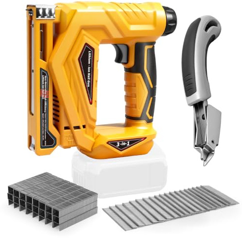 18GA Cordless Nail & Staple Gun for DeWalt 20V Batteries (NO Battery) | Brushless Electric Brad Nailer 3-in-1 for Type 140 Nails T50 & Narrow Crown Staples, 150 Shots/Min, Includes 2000 Fasteners