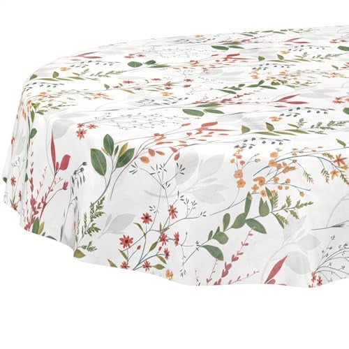 Wachstuchtischdecke Tischdecke abwaschbar Wachstischdecke pflegeleicht wasserabweisend Lotuseffekt Gartentischdecke Natur Oval 260 x 140 cm Schnittkante