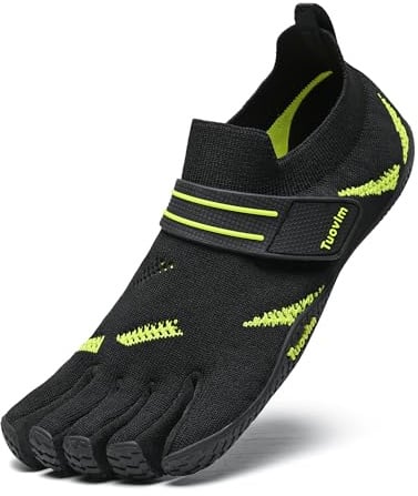 FACETU'S Barefoot Five-Finger Water Shoes Rock Climbing Yoga Fitness Training Shoes for Women & Men, Quick Dry Mesh Athletic Sneakers with Rubber Outsole. Black/Green M 8 us