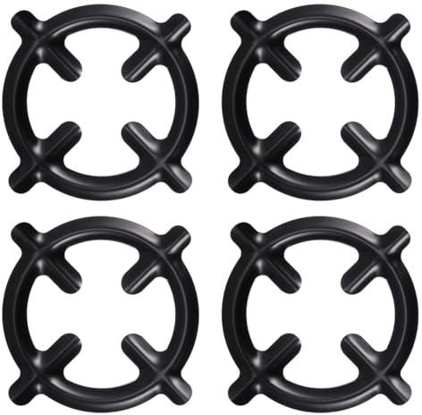COHEALI 4 Piezas Soportes para Estufa de Hierro Negro | Rejillas para Cocina de Gas, Soporte para Cafetera y Ollas, Superficie Lisa sin Rebabas, Uso Doméstico