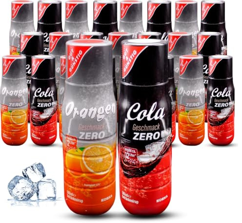 Gut & Günstig Zero Sirup Set, 24 x 500 ml | Mit Cola Zero und Orange Zero, zuckerfrei, ideal für Wassersprudler, Zuhause und Büro