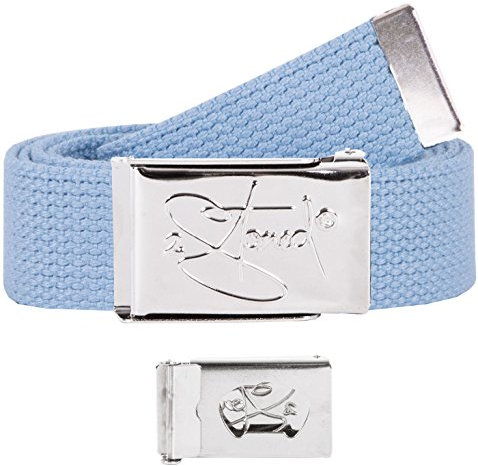 2Stoned Stoffgürtel Unisex mit Chromschnalle inkl. Flaschenöffner in Hellblau für Erwachsene und Kinder