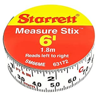 Starrett 1.8M Tape Measure Stix - SM66ME Precision Steel Imperial and Metric 19mm Measurement - Home Improvement Left-to-right Reading Long Lasting Tape