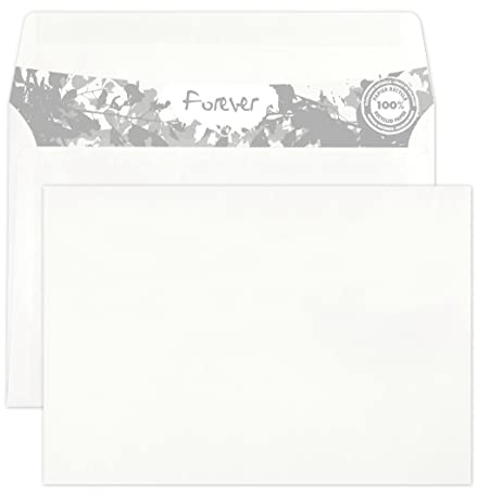 Clairefontaine 65946C - Karton mit 500 Umschlägen Forever weiß 100% Recycling Papier C6-114x162mm, selbstklebend, 80g