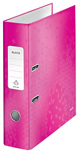 Leitz Qualitäts-Ordner 180°, A4, 8 cm Rückenbreite , laminierte Graupappe, Pink, WOW Serie, Design kann variieren, 10050023