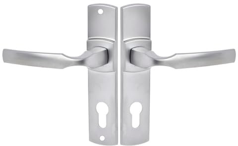 Vachette Ensemble de Poignée de Porte sur Plaque ARTIS - Version Clé I pour Porte d'Entrée, Cave, Abris de Jardin à Cylindre - Entraxe 165 mm - en Zamak Résistant - Garantie 10 Ans - Chrome Velours