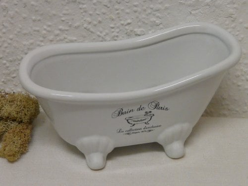 Seifenschale weiß Keramik Schale Badewanne 20x9x10cm Badezimmer Dekoration Wanne Behälter