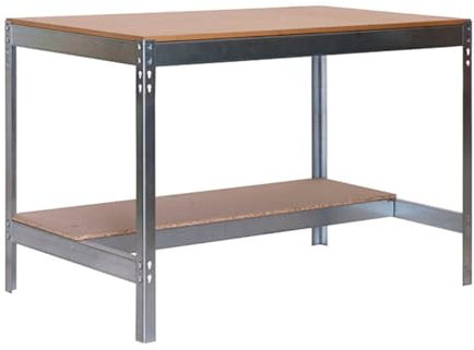 Simon Rack Mesa de Trabajo Taller, 600 kg Capacidad Carga, 842x1210x760 mm, Galva/Madera - BT0