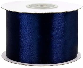 Satinband 50mm x 25m Rolle - FARBAUSWAHL in 3/6/12/18/25/38/50/75/100mm - farbecht & waschbar - Schleifenband für Hochzeit - Geschenkband zum Verpacken Dekorieren Basteln - Dunkelblau 370