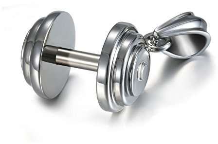 Cupimatch Hantel Anhänger Kette Herren Edelstahl Fitness Sport Gewichtheben Hantel Halskette silber