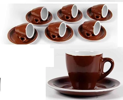 Gicos Set da 6 TAZZINE Caffe' con PIATTINO Marroni, Ceramica, Unica