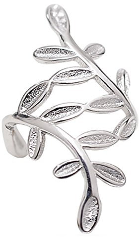 Helen de Lete Ring mit Blättern, Sterlingsilber, offen, Lorbeerblattzweig, verstellbar
