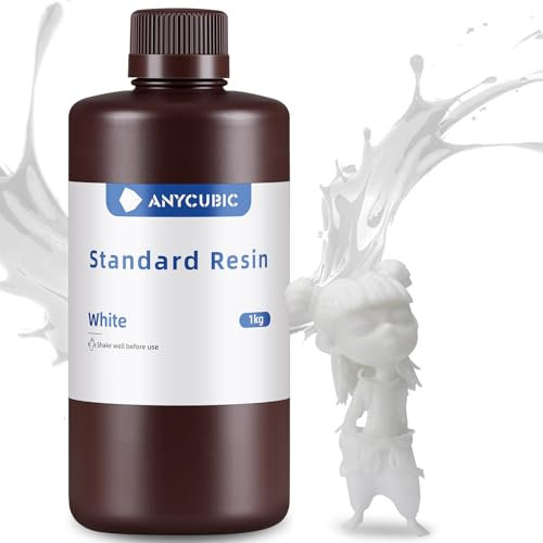 ANYCUBIC Standard 3D Printer Resin, LCD UV 405nm Rapid Photopolymer 3D Resin for 6K/8K/12K/14K LCD 3D Printers(1000g, White)