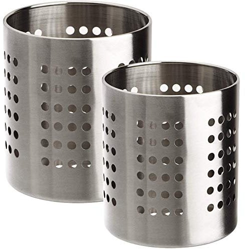 MGE - Escurridor de Cubiertos - Soporte para Cubiertos - Portacubiertos - Acero Inoxidable - Set de 2 - Plata
