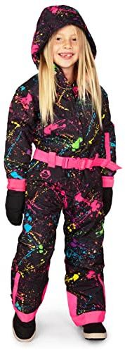 Tipsy Elves Kid's Neon Pattern Ski Suit Form for Boys and Girls Size L