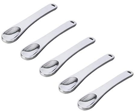 Milisten 5pcs Mini Cosmetic Spatula Scoop, Metal Makeup Spoon Spatula, Beauty Scoop Spatula for Facial Cosmetic, Face Cream Mask (Silver)