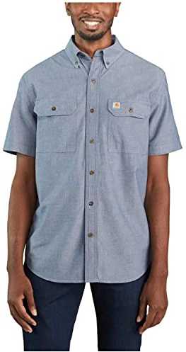 Carhartt Chemise de Travail à Manches Courtes pour Homme, Denim Blue Chambray, 4XL