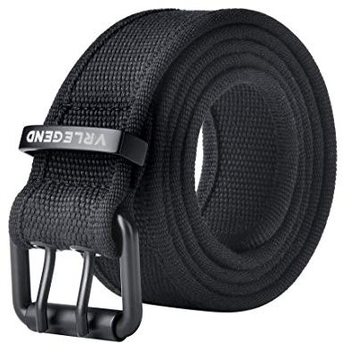 VRLEGEND Canvas Gürtel 120-180cm Herren Jeans Stoffgürtel Outdoor Casual Militär Leinwand Stoff Jeansgürtel Belts (160 cm, Schwarz)