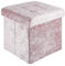 INTIRILIFE Faltbare Sitzhocker 30x30x30 cm in Samt Rosa - Sitzwürfel mit Deckel und Stauraum aus Stoff mit Mulden - Sitzcube Fußablage klappbare Aufbewahrungsbox Truhe Sitzhocker