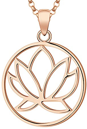 JO WISDOM Damen Kette Silber 925 Halskette Anhänger Lotus Blume Yoga mit Rosévergoldet,Schmuck für Frauen