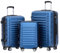 BEIBYE Hartschalen Koffer Trolley Rollkoffer Reisekoffer Zwillingsrollen Kofferset (Blau, Set)