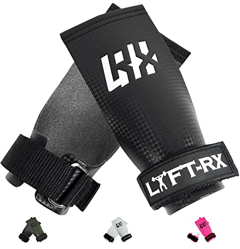 LYFT-RX Calleras para Cross Fitness, Pull Up, Box, Halterofilia, Gimnasia y Weight Lift, Fibra Carbono, Sin Magnesio Weightlifting, Fit Palm Grips, Guantes Gym Gimnasio, Protege Manos, Hombre y Mujer