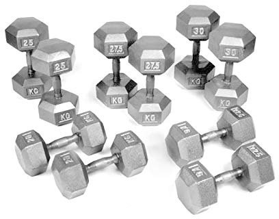 BODYPOWER 20-30Kg Hex Cast Iron Dumbbell Weight Set (5 Pairs)
