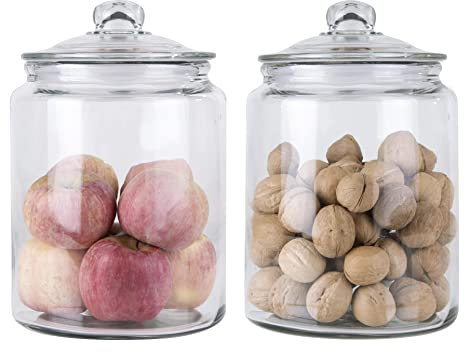 ORNAMI Biscuit Glass Storage Kitchen Jar with Airtight Lid (5.8L, Set of 2)