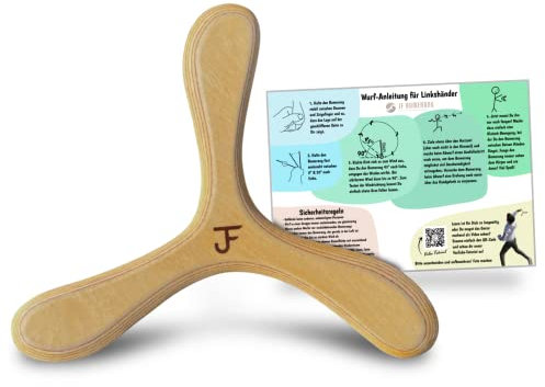 JF BUMERANG - MÜNCHEN - Handgemacht - Anfänger - Hell - Nachhaltig - Sportgerät aus Holz - aus München - Boomerang - Linkshänder:in