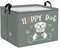 Clastyle Waterproof Grey Happy Dog Toy Storage Baskets for Puppy, 15.7x11.8x11.8 in