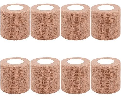BQTQ 8 Rollen Selbstklebender Verband Elastischer Selbsthaftende Cohesive Bandage Haftbandage Verband Selbsthaftende kohäsive Bandagen (Beige, 5 cm x 4,5 m)