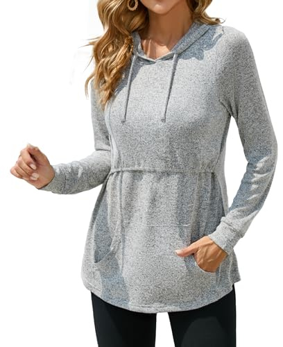 Sosolism Dam Omvårdnad Hoodies Amningskläder Kvinnor Långärmad Tröjor med Fickor Mammakläder