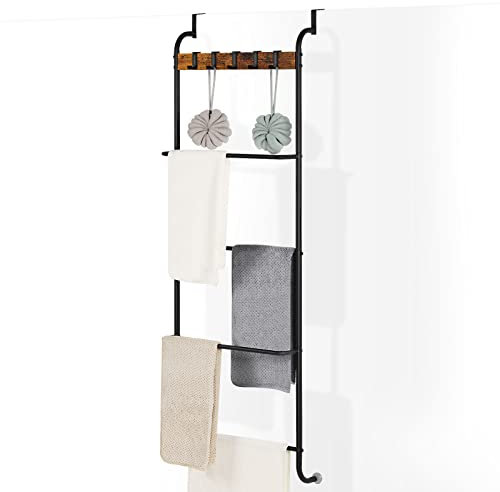 Handtuchhalter für die Tür über der Tür, Organizer, Badezimmertür, für Handtücher über der Tür, Haken mit Regalen hinter der Tür, Rückseite der Tür, 4 Etagen Handtuchstange