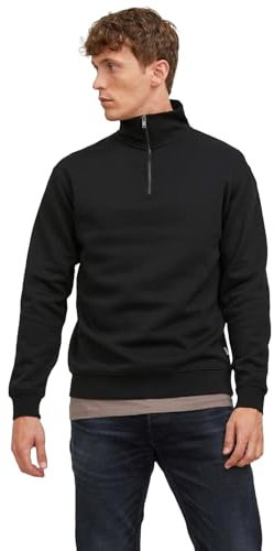 Jack & Jones Mens Jjebradley Half Zip Noos Sweatshirt, Black, XXL UK